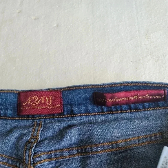 NYDJ Womens Jeans Size 14P Petite Blue Straight Leg Mid Rise Medium Wash Stretch - Picture 2 of 9